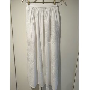 Tory Burch White Maxi Skirt with Eyelet Details